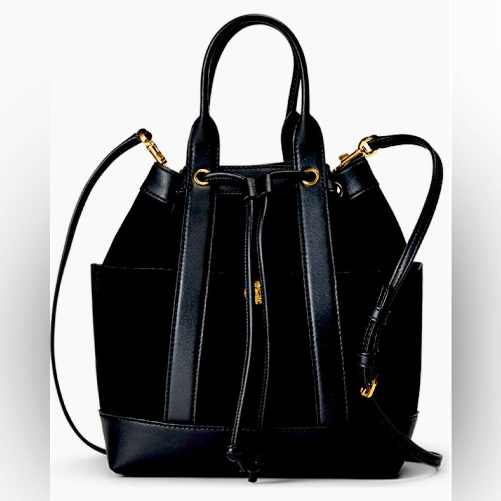 Veronica Beard Goody Suede and Leather Bucket bag Black NWT